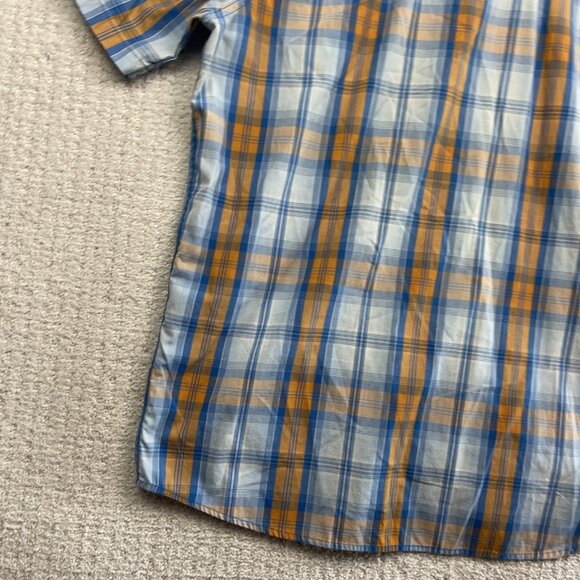 Mountain Hardwear Men's Shirt L Plaid Short Sleeve Outdoors Hiking Blue / Orange - Picture 14 of 14